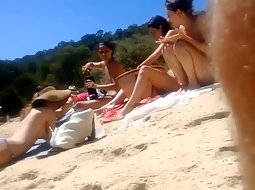 Hot girls on a small beach