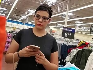 Muscular but sexy milf spotted in store