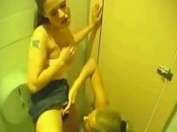 Lesbian girls doing it in the toilet