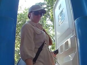 Her asshole practically touches the hidden camera