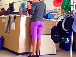 Milf in tight purple leggings