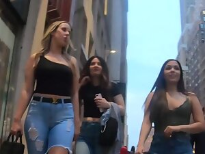 Sexy trio of girls in jeans
