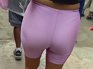 Thong is visible when she walks or sits down