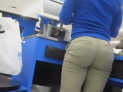 Hot ass of the cash register girl