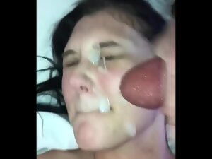 Cumshot moment of threesome sex