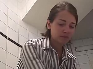 Hidden cam caught a glimpse of her big butt in toilet