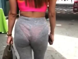 Pink thong on amazing wiggly ass
