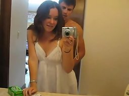 Bathroom sex in front of a mirror