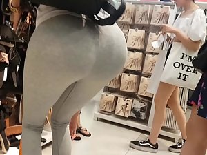 Skinny girl with an unusually big ass in tights