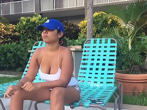 Big Tits Latina Pool - Hispanic girl with wonderful big boobs in swimming pool - Voyeurs HD