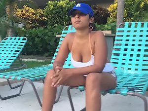 Big Latina Tits Candid - Hispanic girl with wonderful big boobs in swimming pool - Voyeurs HD