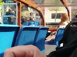 Crazy guy wanks in the tourist bus