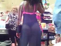 Ebony slut in the supermarket