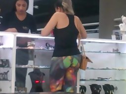 Big butt in colorful tights
