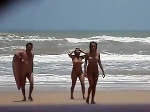 Nudists coming out of the sea