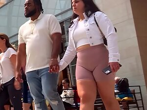 Following her phat booty while she holds hands with black boyfriend