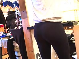 Sensational ass in tight black pants