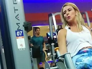 Blonde milf and her sex personal trainer caught at gym