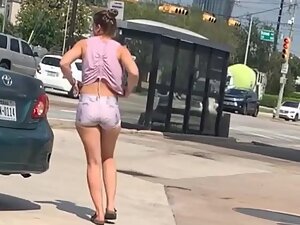 Sexy girl checked while she checks car tires
