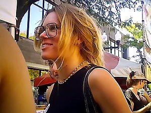 Upskirt of a cute hipster girl on the street