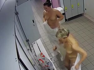 Spying on two naked women in locker room
