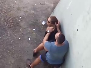 Quick sex in back alley caught by voyeur