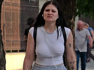 Grumpy alt girl with incredible big boobs