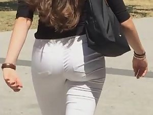 Beautiful teenage ass in tight white pants