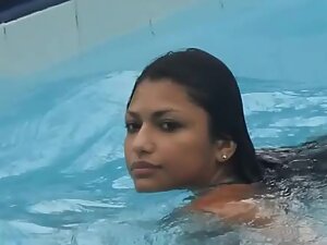 Peeping on neighbor's sexy girlfriend in swimming pool