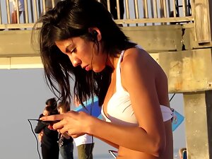 Voyeur can't stop looking at her crotch and ass