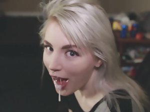 First time face fuck makes her gag on sperm