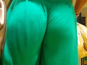 Hungry ass crack swallows green pants