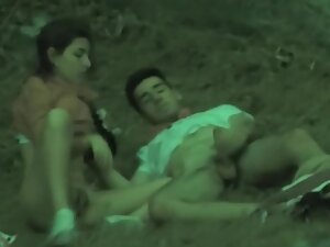 Voyeur catches couple right after sex in nature