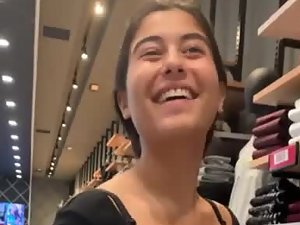 Heartwarming smile and big tits of a hot store clerk