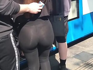 Checking her big booty and thong despite her boyfriend